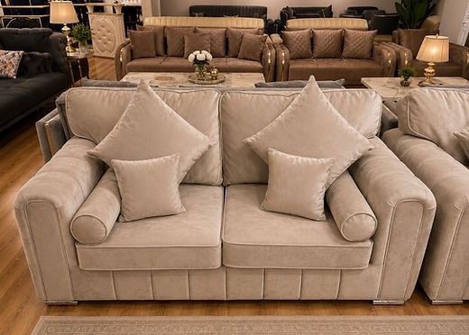 Lilly 3+2 Cream Fullback Cushions Sofa + Matching Coffee Table