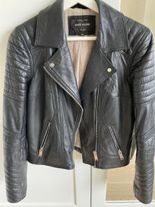 Leather Biker jacket - Women UK 10/ BLACK