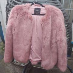 Bershka pink faux fur jacket (free postage)