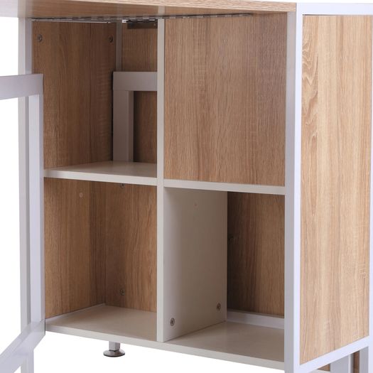 Folding Dining Table for 4 People, 169 cm Drop Leaf Table with Storage Shelves for Small Spaces, Kitchen, Dining Room, Oak & White
