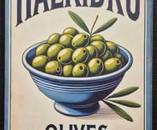 Halkidko Olives, Vintage Style Metal Sign .
