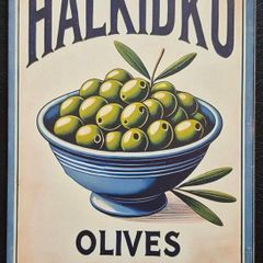 Halkidko Olives, Vintage Style Metal Sign .