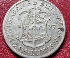 1937 South Africa 2 Shillings - Silver George VI coin