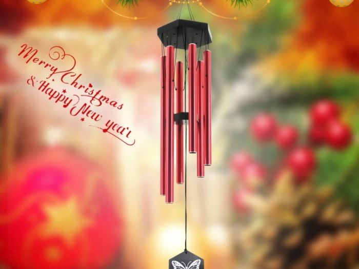 Wind Chimes Outdoor w/Butterfly Sign Memorial Windchimes Great Wind Chime Gifts Soothing Melodic Tones & Bamboo/Aluminum Chime for Garden Home or Yard-33 inches In Length