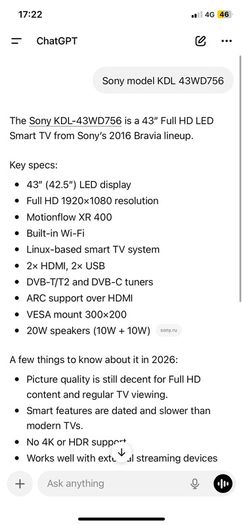 sony smart tv  with wall mount no legs