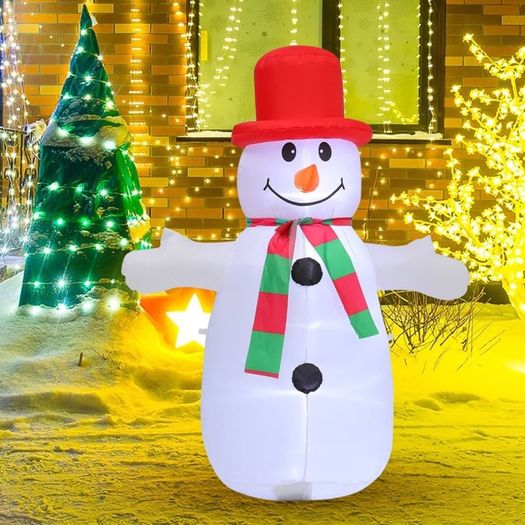 4FT Christmas Decorations Inflatable Snowman, Outdoor Xmas Decorations Built-in Bright LED Light Blow Up Yard Inflatable Christmas Decorations for Indoor Garden