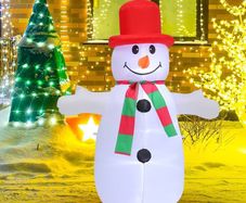 4FT Christmas Decorations Inflatable Snowman, Outdoor Xmas Decorations Built-in Bright LED Light Blow Up Yard Inflatable Christmas Decorations for Indoor Garden