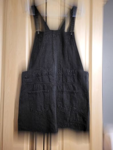 PRIMARK Black denim dungaree dress 42 14 NEW