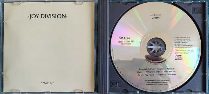 Joy Division - Closer CD (1980) 1996 Reissue Post-Punk New Wave VG+