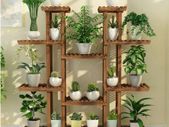 Multi-Tier Plant Stand, 46in Height Wood Flower Rack Holder 16 Potted Display Storage Shelves Indoor Outdoor for Patio Gard