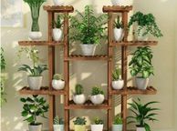 main image for ad Multi-Tier Plant Stand, 46in Height Wood Flower Rack Holder 16 Potted Display Storage Shelves Indoor Outdoor for Patio Gard