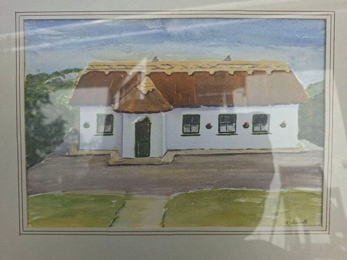 Lovely Traditional Irish thatched cottage framed & signed Watercolour Painting