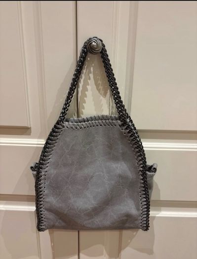 Silver grey Italian leather bag