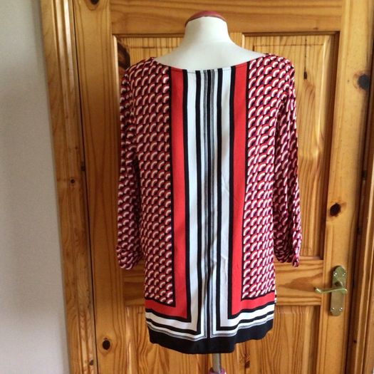 Next Ladies red black and cream blouse top Uk 16 postage included