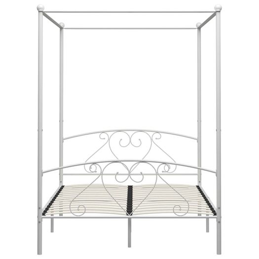 Canopy Bed Frame White Metal 160x200 cm
