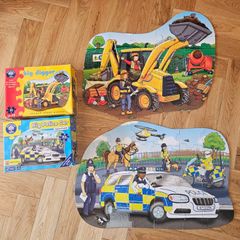 Orchard Toys Big Police Car Jigsaw Puzzle + FREE Big Digger Shaped Puzzle