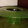 Uranium Glass Green Depression Footed Bowl Image 5