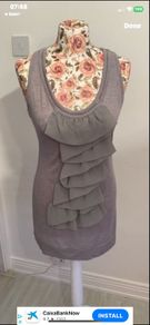 top grey frill front top size 12 Bnwt