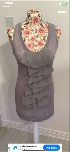 top grey frill front top size 12 Bnwt