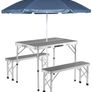 3-piece Aluminium Camping Table Set Folding 2 Benches Carry Handle Garden Foldable, grey Image 8