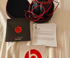 Authentic Beats Studio Wired Over-Ear Headphones (Black & Red) + Case & Accessories