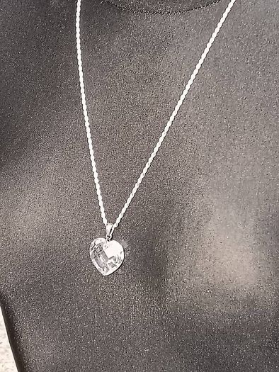 Stunning Large Cubic Zirconia Love Heart on Heavy Sterling Silver Chain