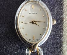 Vintage 1990s Pulsar Quartz Ladies Watch,  Oval Cocktail Dress Style, Japan Movt