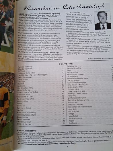 Clare GAA. Ultra Rare Official Clare GAA Annual From 1997. Collect In Dublin Or Receive Via Post.