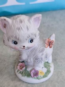 Vintage NAPCO Kitschy Kitten With A Butterfly on the Tail