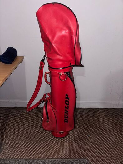 Vintage Dunlop Golf Bag (Red/Black) + Spare Clubs