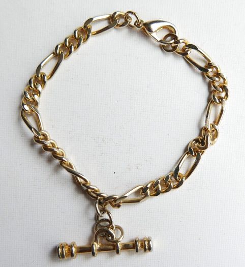 Vintage Retro Gold Plated T Bar Curb Chain Bracelet
