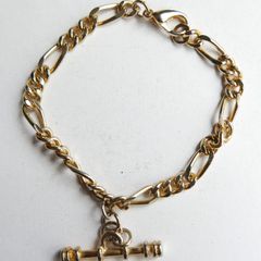 Vintage Retro Gold Plated T Bar Curb Chain Bracelet