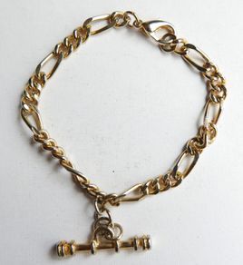 Vintage Retro Gold Plated T Bar Curb Chain Bracelet