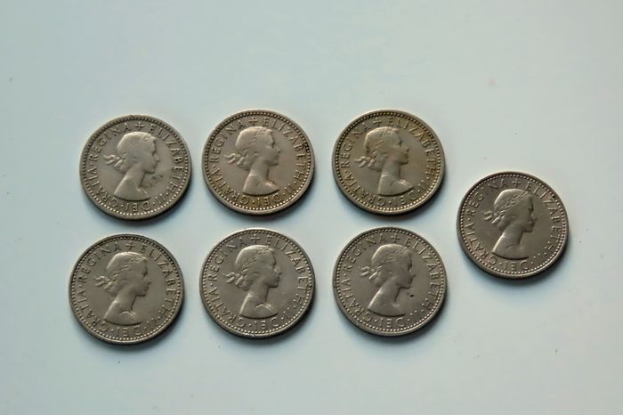 7 X British old sixpence 1954 - 1966