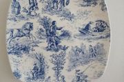 Wall plate Toile de jouy with plate hanger