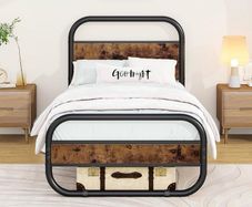 3ft Single Bed Frame with Headboard,Oval-Shaped