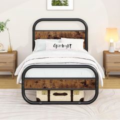 3ft Single Bed Frame with Headboard,Oval-Shaped