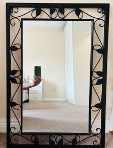 Black Metal Framed Wall Mirror, Excellent Condition