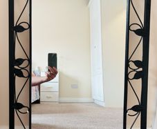Black Metal Framed Wall Mirror, Excellent Condition