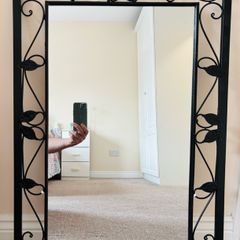 Black Metal Framed Wall Mirror, Excellent Condition
