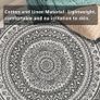 MULTIPLE SIZES AVAILABLE Round Cotton Area Rugs 120cm Hand Woven Tassels Carpet Chic Bohemian Pattern Floor Mats Boho Carpet for Bedroom Living Room Sofa Coffee Table Swing Chair Bed Side, Grey Black Image 2