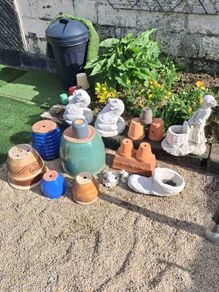 Selection of glazed & terracotta pots