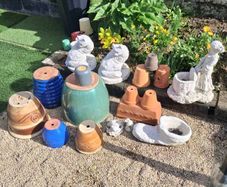 Selection of glazed & terracotta pots