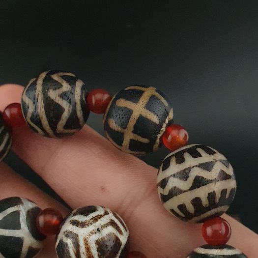 Antique Burmese Pumtek Pyu Petrified Wood Beads Necklace