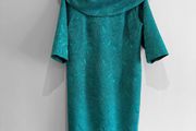 Pre Owned Coco Doll Teal Jacquard Off-The-Shoulder Cocktail Dress