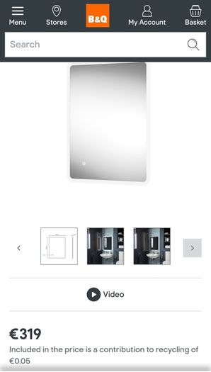Rectangular Wall-mounted Bathroom Illuminated Contemporary mirror (H)70cm (W)50cm