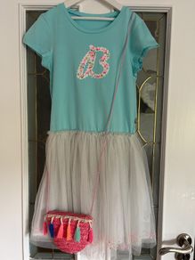 Billow blush dress age 12 with matching bag excellent condition!