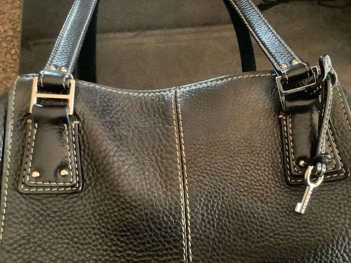 Fossil black leather shoulder bag
