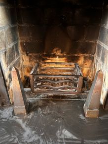 Custom Architectural Steel Fireplace Grate & Obelisk Andirons