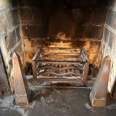 Custom Architectural Steel Fireplace Grate & Obelisk Andirons
